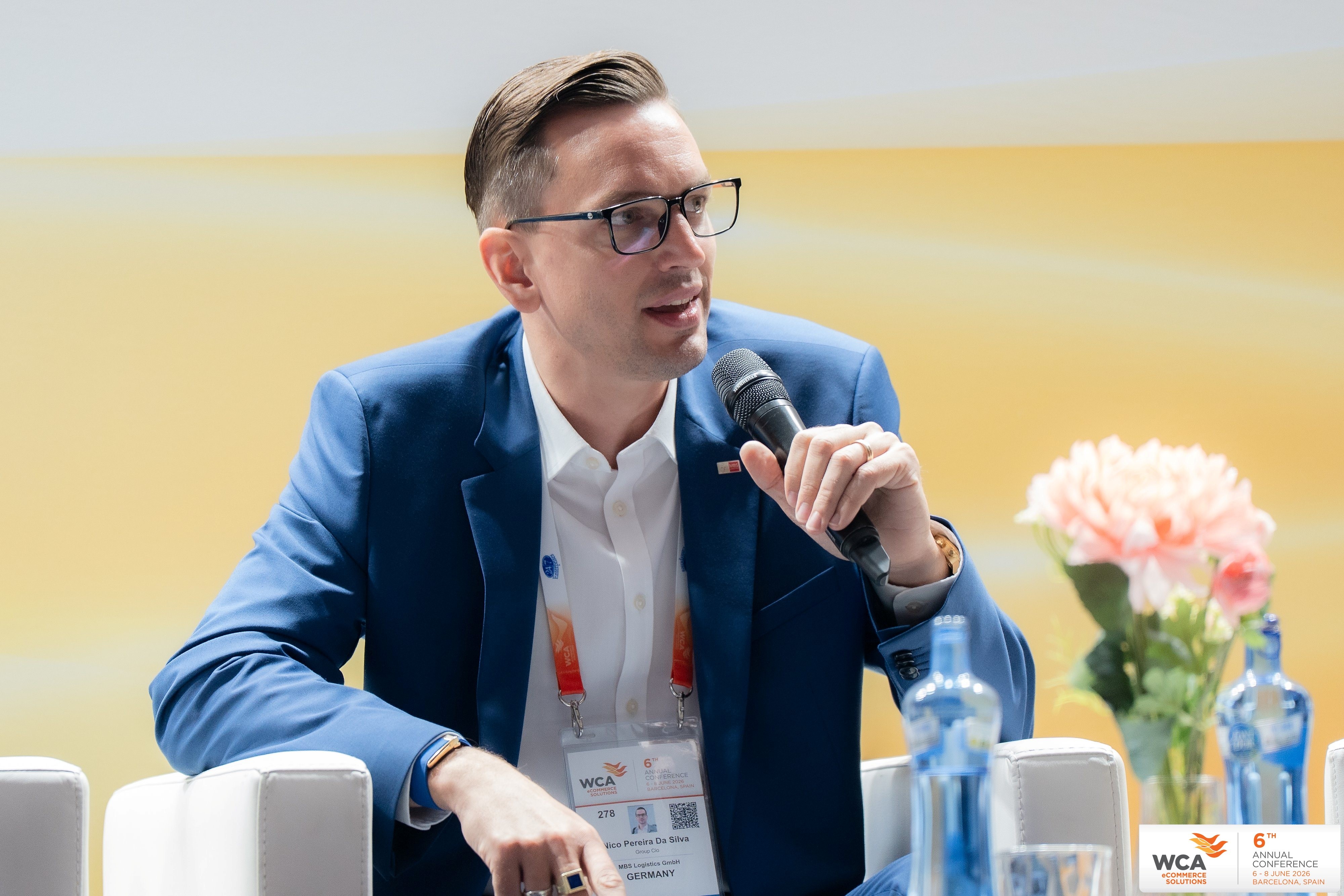 Nico Pereira da Silva on the panel at WCA eCommerce 2026 in Barcelona